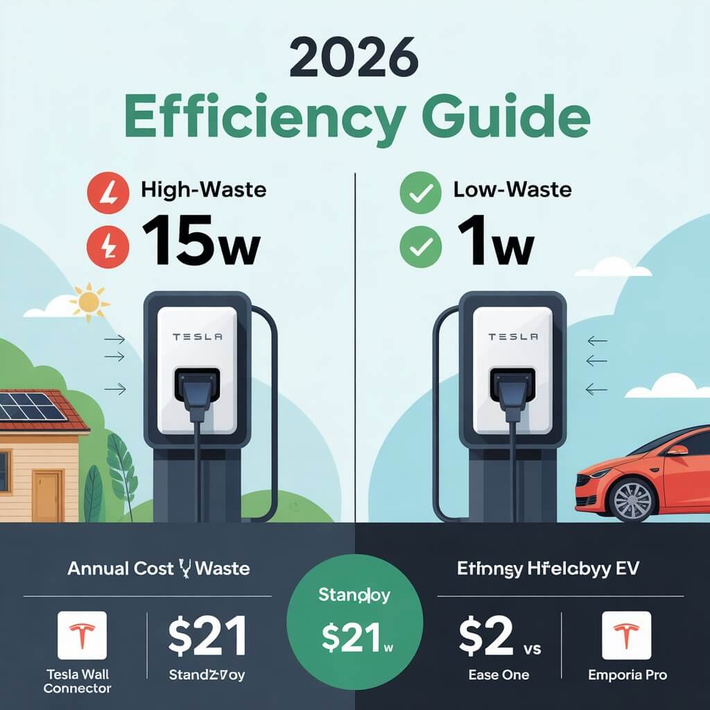 Most energy-efficient EV chargers 2026 lowest standby waste models