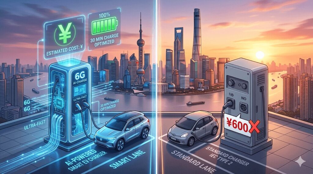 Visual comparison of smart EV chargers 2026 AI load balancing vs standard features worth the extra cost in China for villa and apartment owners.