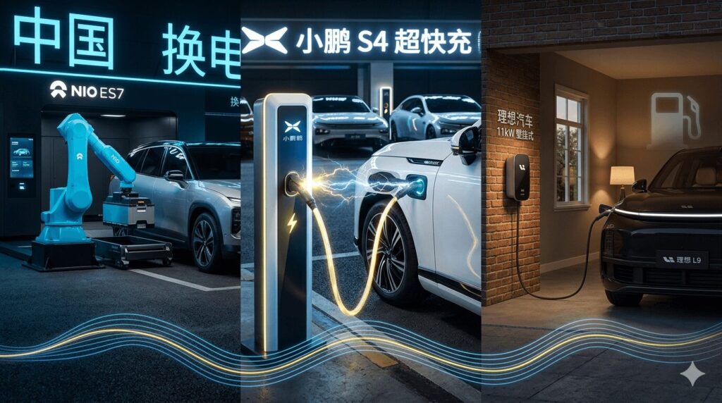 Best EV charger for NIO Xpeng and Li Auto home solutions for battery swap vs charging financial payback comparison infographic showing annual savings and urgency for NIO ET5 Xpeng G9 and Li Auto L9
